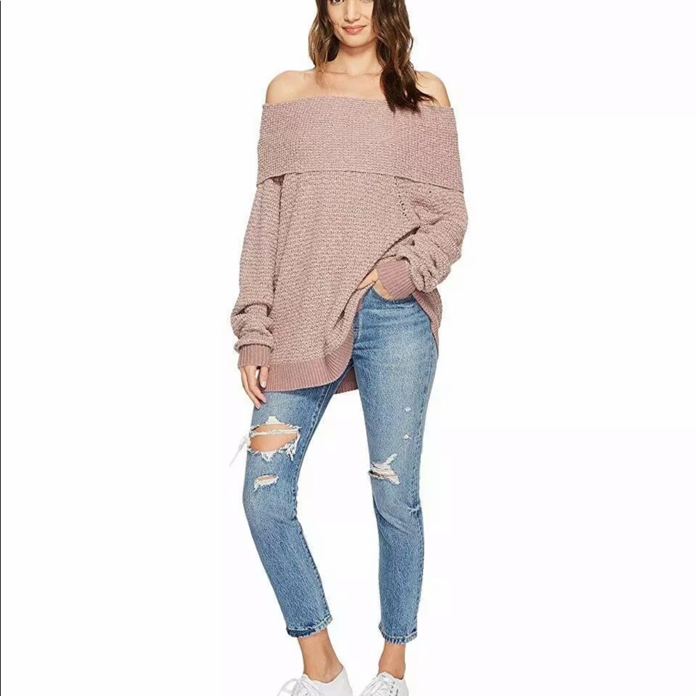 Free People Cowl Neck Slub Knit Sweater Small